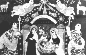 «Рождество Христово». Картина на стекле. Около 1820 г. Моравия, окрестности г. Брно