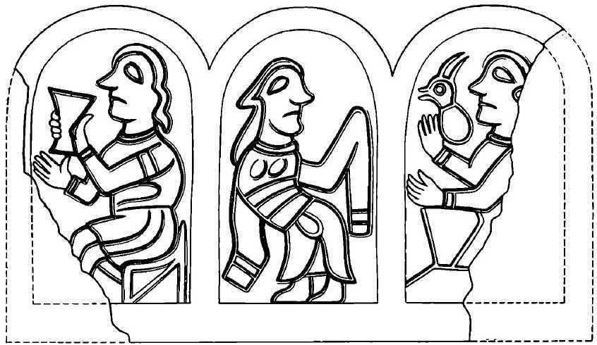 Рис. 11. Реконструкция рисунка на браслете по литейной форме из Серенска XII в. Раскопки Т. Н. Никольской (зеркальное изображение)